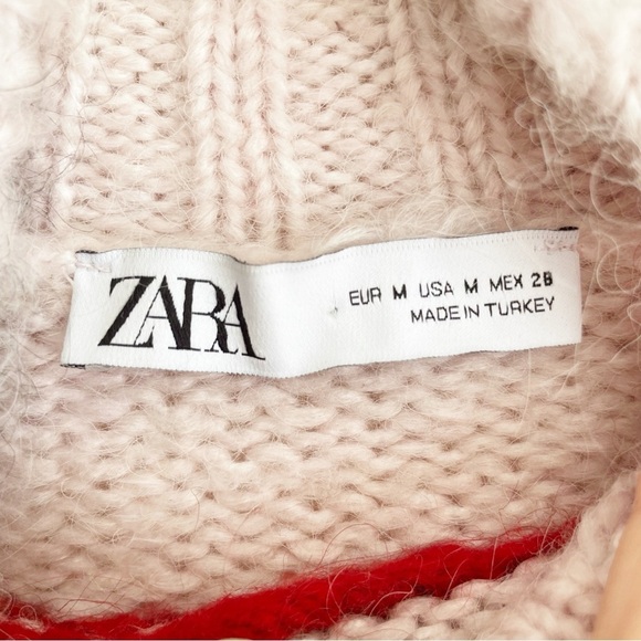 Zara Boxy Cropped Colorblock Chunky Knit Wool Blend Sweater Size Medium western - Picture 8 of 15